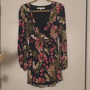 Lovers + Friends Black Floral Long Sleeve Dress